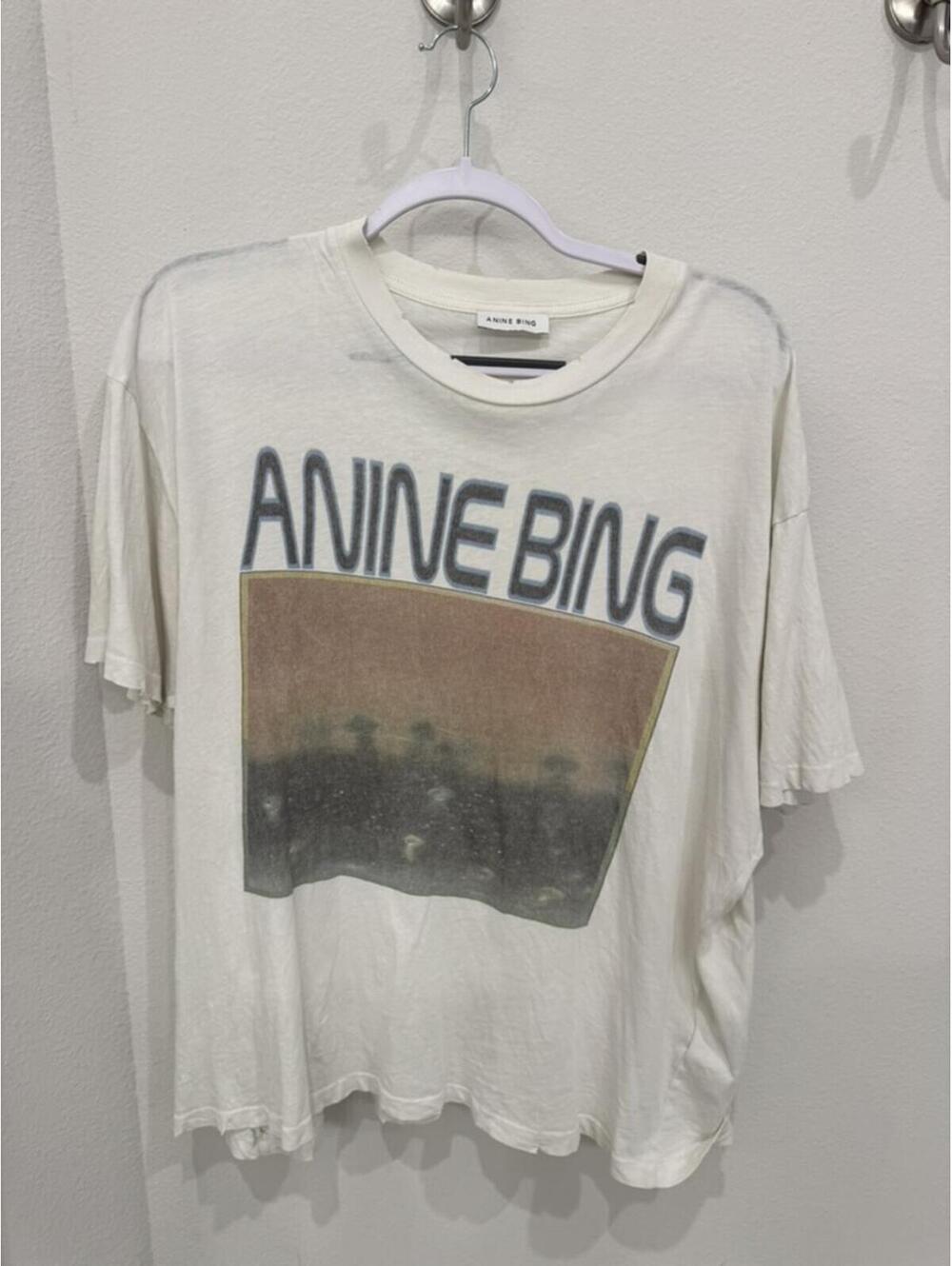 ANINE BING Vintage Style Graphic T-Shirt White